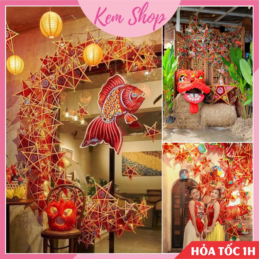 Đèn ông sao truyền thống trang trí trung thu, đèn ngôi sao decor trung thu - Kem Shop K24