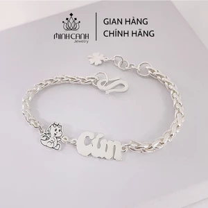 Vòng Bạc Khắc Tên Cho Bé Mix Con Giáp Dễ Thương - Minh Canh Jewelry