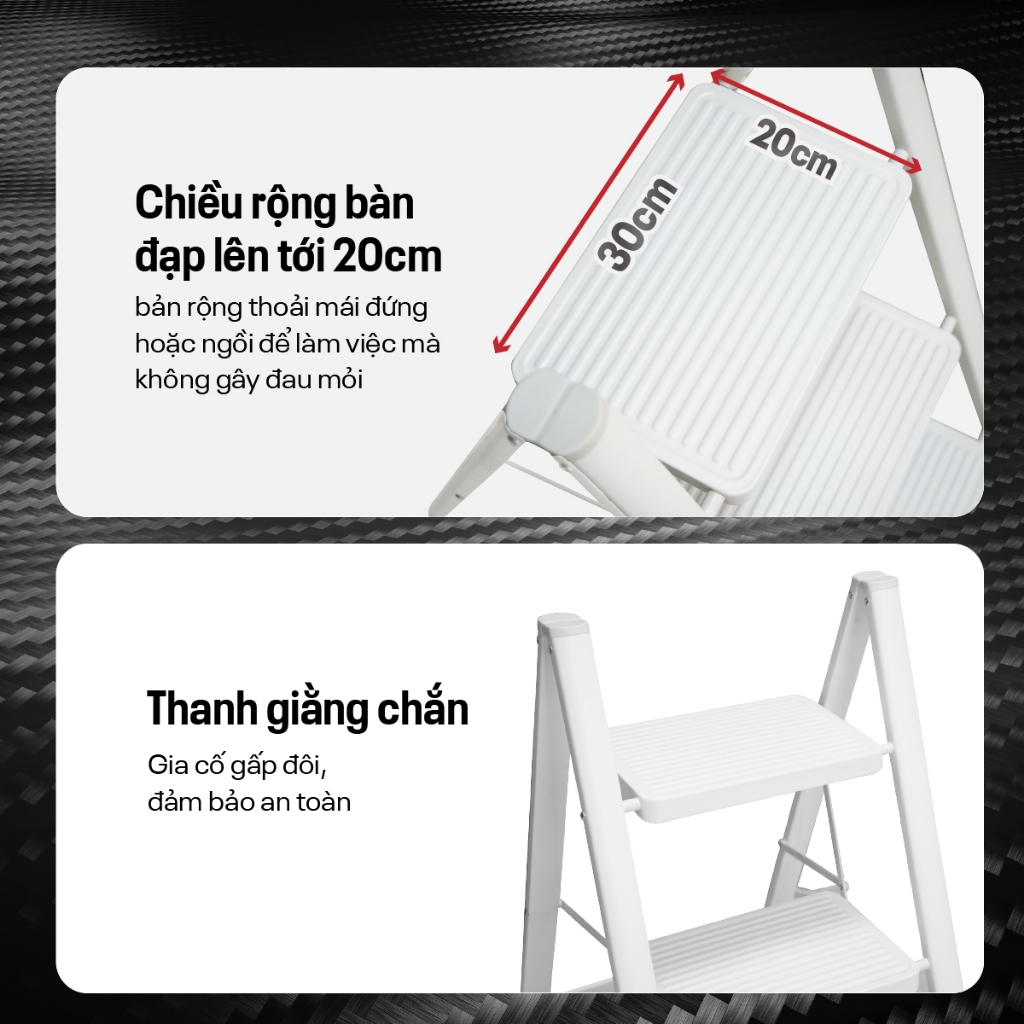 Thang xếp gấp gọn 2 - 4 bậc thép carbon FUJIHOME Nhập Khẩu, thang xếp gọn đa năng thắp nhang