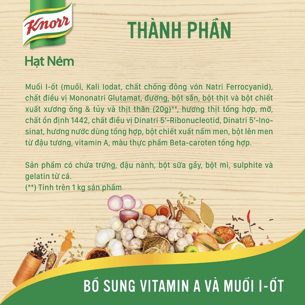 Hạt nêm Knorr 1.8kg thịt thăn xương ống và tủy bổ sung vitamin A gói lớn chính hãng date xa