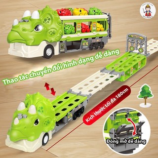 ĐỒ CHƠI Ô TÔ XE KHỦNG LONG CHỨA NHIỀU XE CON BIẾN HÌNH ĐƯỜNG ĐUA DÀI 188CM KÈM NHIỀU PHỤ KIỆN CÓ NHẠC ĐÈN THÚ VỊ