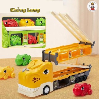 ĐỒ CHƠI Ô TÔ XE KHỦNG LONG CHỨA NHIỀU XE CON BIẾN HÌNH ĐƯỜNG ĐUA DÀI 188CM KÈM NHIỀU PHỤ KIỆN CÓ NHẠC ĐÈN THÚ VỊ
