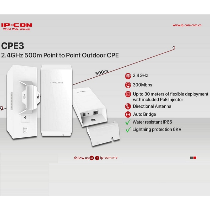 Bộ phát sóng WiFi ngoài trời( Bộ 2 Chiếc ) , thang máy khoảng cách xa 500m  Điểm Bắn Điểm Outdoor CPE3 IP-COM