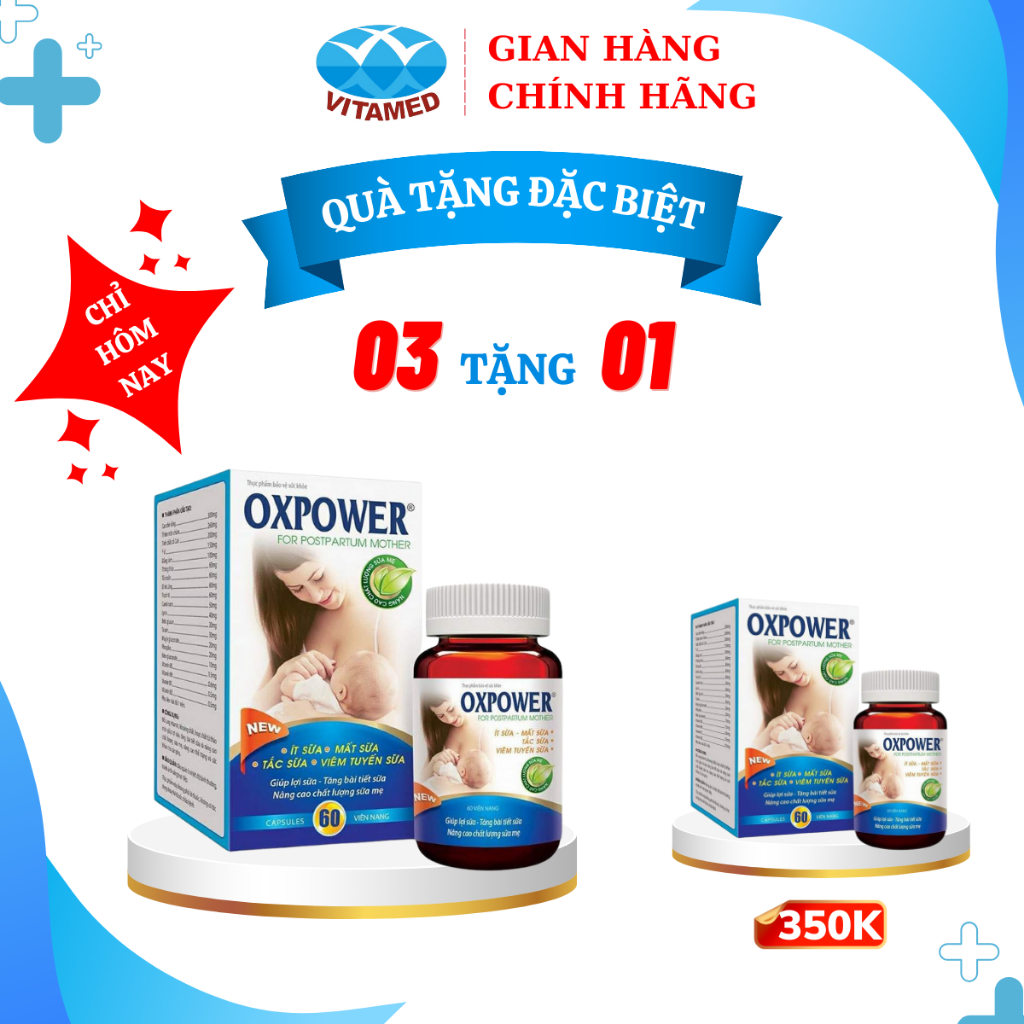 Lợi Sữa Oxpower - Tăng Chất và Lượng Sữa Mẹ Hộp 60 Viên