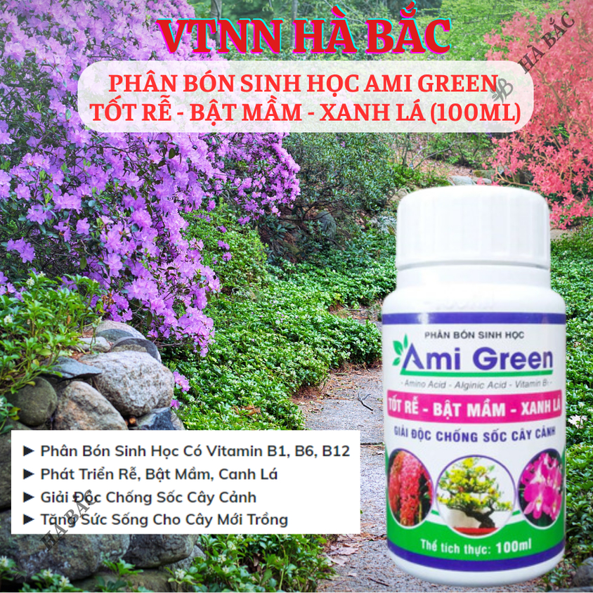 Phân Bón Sinh Học Ami Green  Tốt Rễ - Bật Mầm - Xanh Lá (100ml)