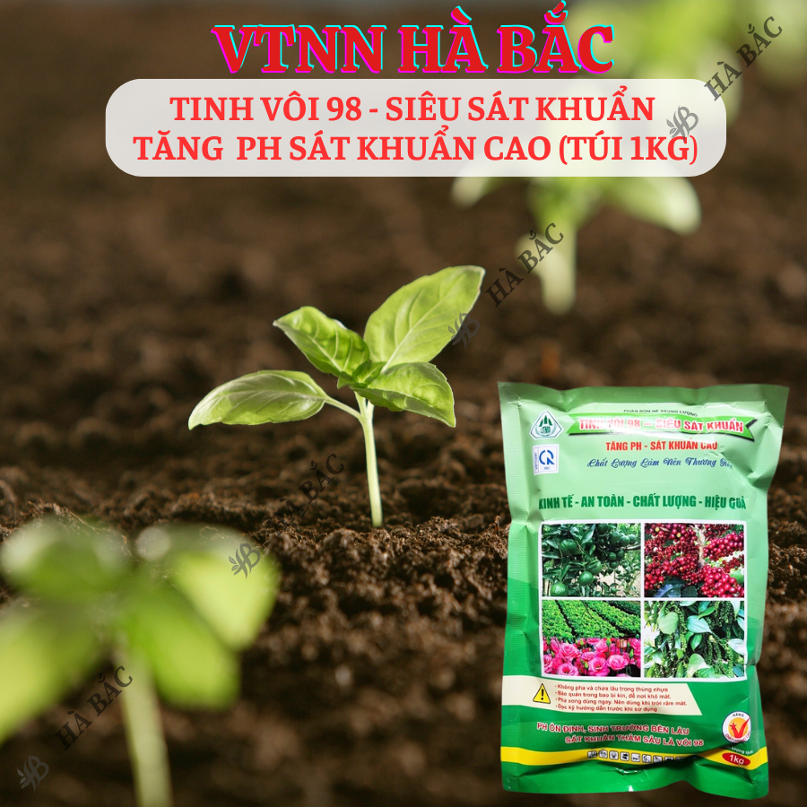 Tinh vôi 98 - Siêu sát khuẩn tăng PH sát khuẩn cao, sát khuẩn đất đai trong nông nghiệp (Túi 1kg)