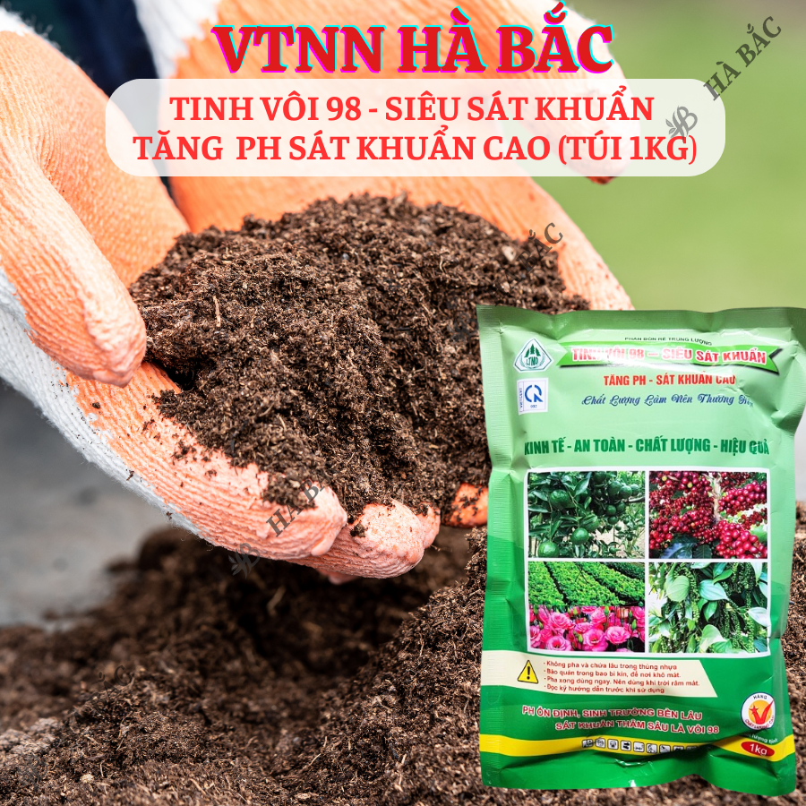 Tinh vôi 98 - Siêu sát khuẩn tăng PH sát khuẩn cao, sát khuẩn đất đai trong nông nghiệp (Túi 1kg)