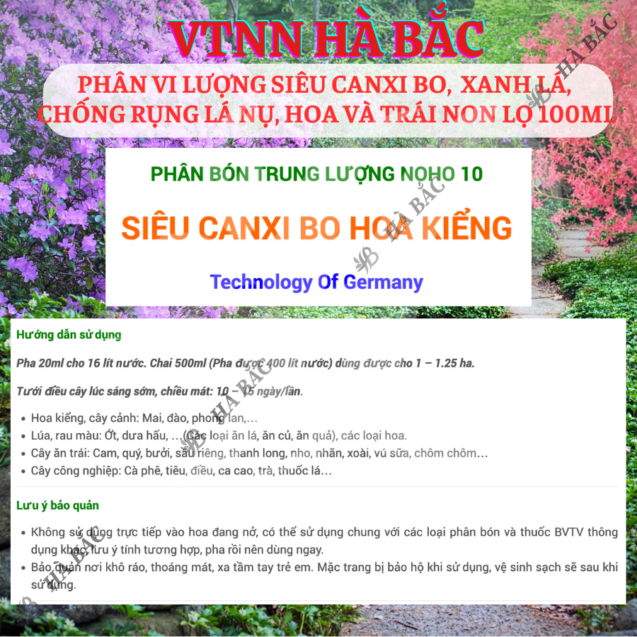 Phân vi lượng siêu Canxi Bo, xanh lá, chống rụng lá nụ, hoa và trái non lọ Bình Điền Vươn Xanh (hũ 100ml)