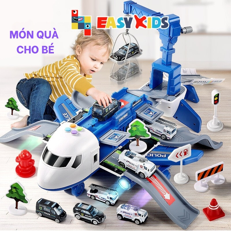Máy bay đồ chơi trẻ em cỡ lớn biến hình, hiệu ứng âm thanh, ánh sáng, có cần cẩu, đa chức năng