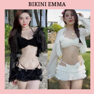 Set 4 Món Bèo Thiết Kế EMMA Đính Hoa Chất Liệu Lưới Phong Cách Nữ Tính (Hàng Chuẩn Loại 1)
