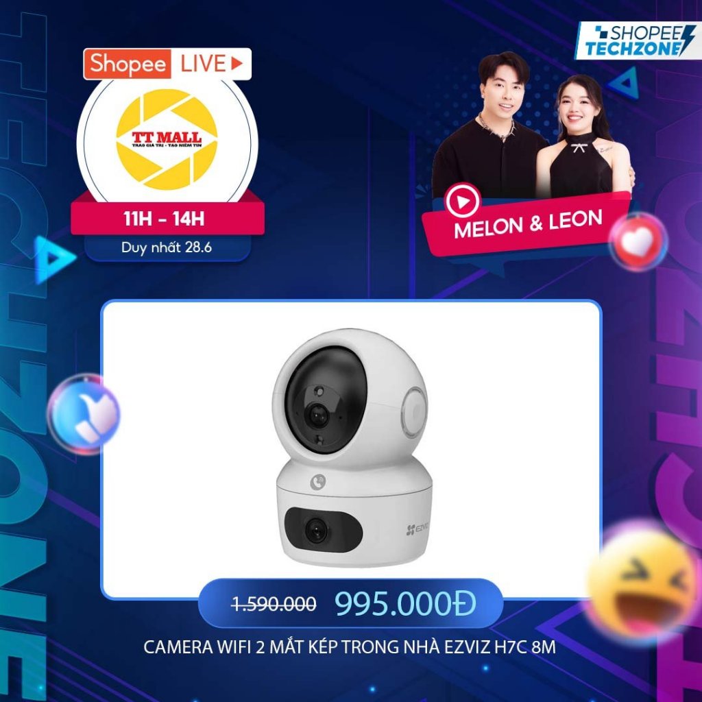 Ảnh Camera wifi 2 mắt kép trong nhà ezviz H7C 8M cực nét 2k + gọi video call xoay 360 độ 1