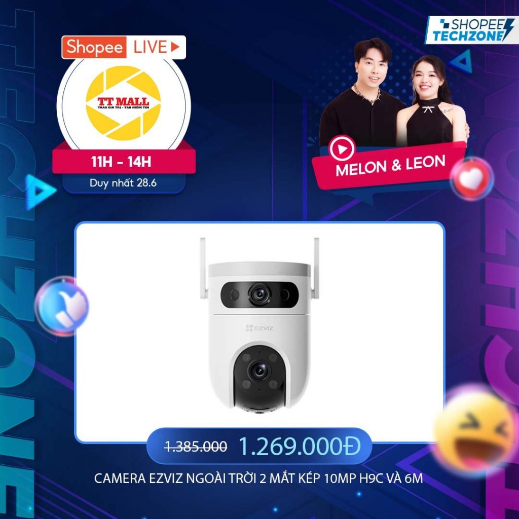 Ảnh Camera ezviz ngoài trời 2 mắt kép dual camera 10MP H9C và 6M chống nước xoay 360 độ 3