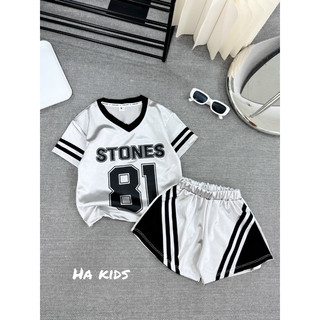 Bộ thun phủ bóng số 81 bé gái