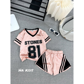 Bộ thun phủ bóng số 81 bé gái