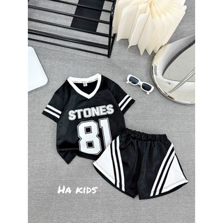 Bộ thun phủ bóng số 81 bé gái