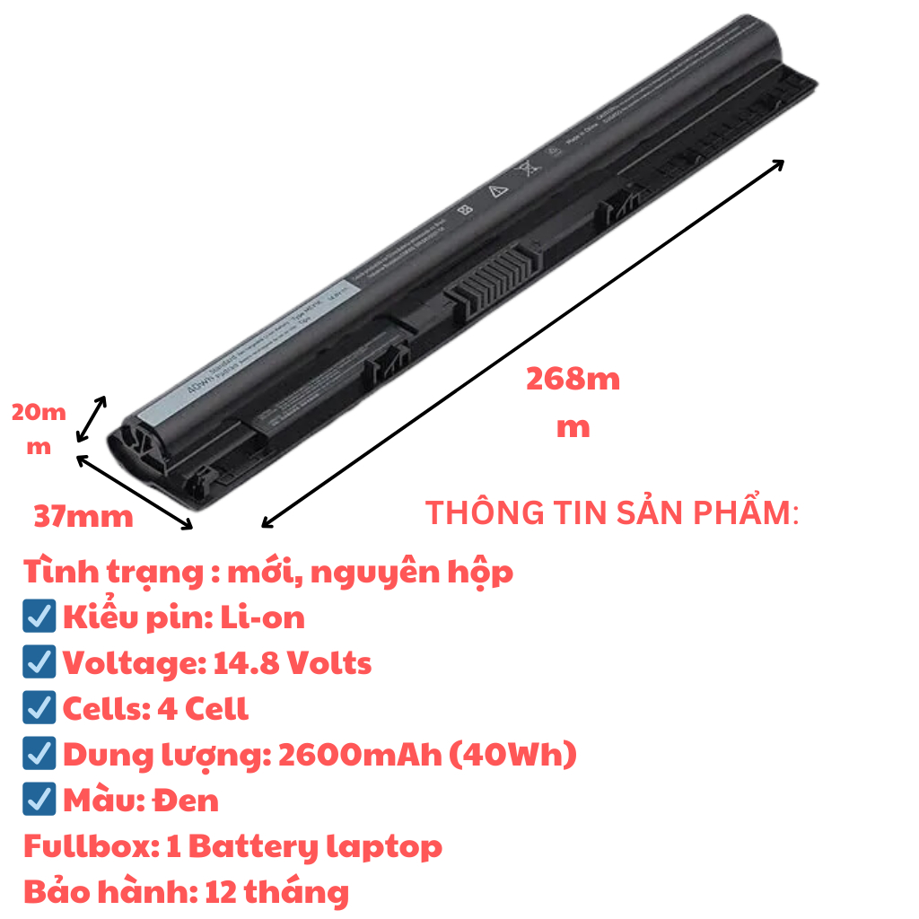Pin ZIN Laptop Dell Inspiron 15 5000 3000 Series 5566 5555 5558 5559 ...