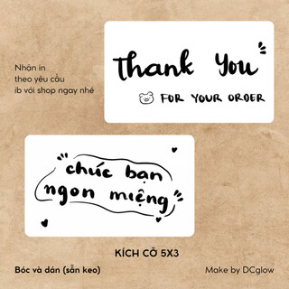 Set 50/200 tem sticker có keo dán Thank you, Chúc Bạn Ngon Miệng trang ...