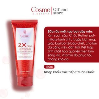 "Sữa rửa mặt CAO CẤP TÁI TẠO PHỤC HỒI Vitamin A & B5 COSME 2X ULTRA PLUS "