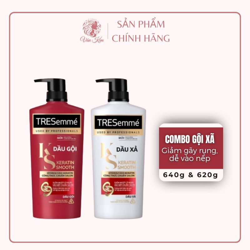 Combo dầu gội 640g và dầu xả 620g TRESemmé Keratin Smooth