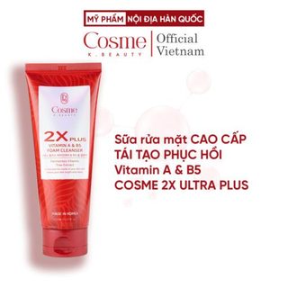 "Sữa rửa mặt CAO CẤP TÁI TẠO PHỤC HỒI Vitamin A & B5 COSME 2X ULTRA PLUS "