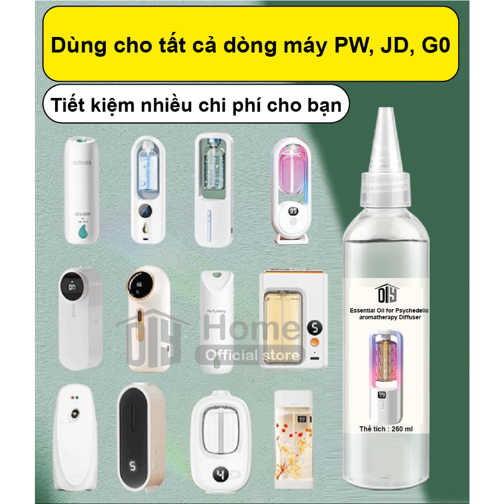 [Mới Ra Mắt] Tinh dầu xông phòng 260ml thiên nhiên dùng cho máy PW JD G series lưu hương lâu