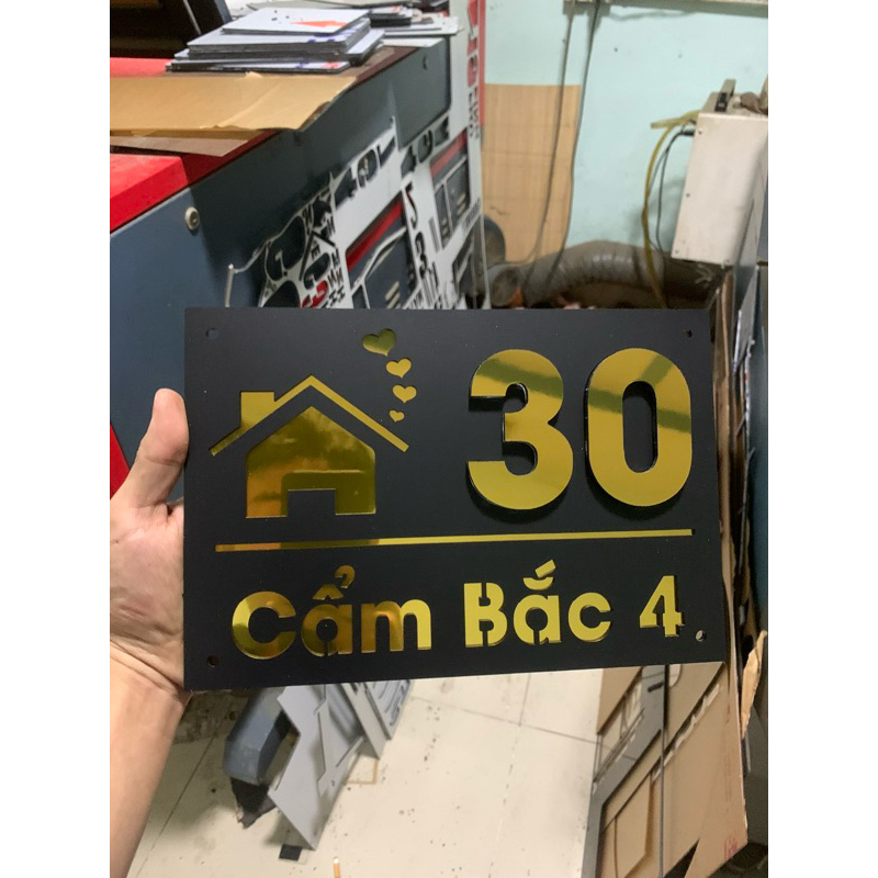 BẢNG, BIỂN SỐ NHÀ. Nền đen ghi, Số nổi alcoresst ngoài trời cao cấp sang trọng!