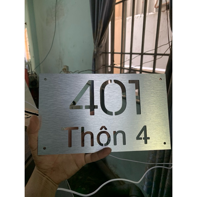 Biển Số Nhà - Biển Số Phòng Alu bạc xước, vàng xước.bs22
