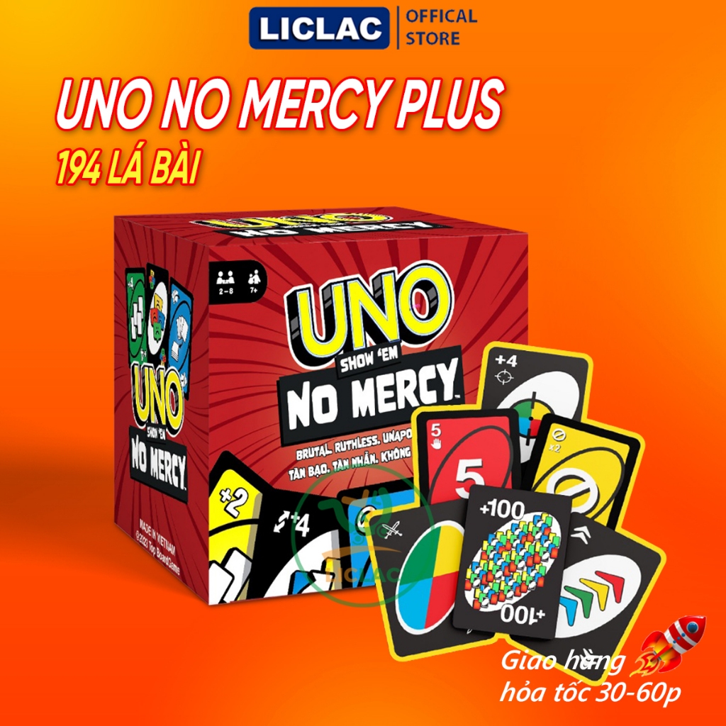 Bài UNO NO MERCY PLUS 194 lá phiên bản mới UNO +100 không thương tiếc ...