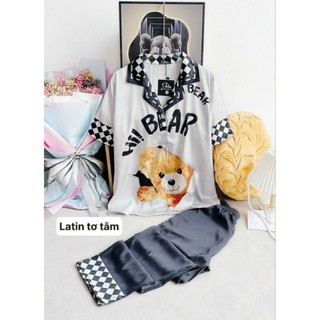 Đồ Bộ Pijama Lụa LaTin Tơ Tằm Mềm Mát Họa Tiết Dễ  Thương Có Size  45-60kg Và 60-75kg Dành Cho Nữ