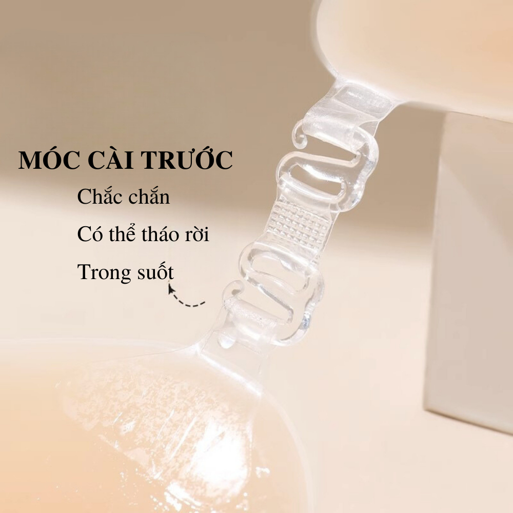 Miếng dán ngực ti silicon nâng ngực cài trước áo ngực dán chống chảy xệ sử dụng nhiều lần 0138
