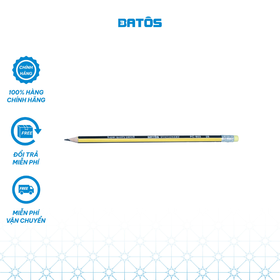 Hộp 12 bút chì 2B Batôs 3 PC-B03 phù hợp cho bé tập viết