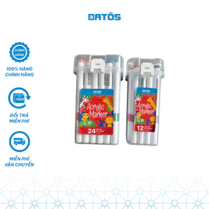 Bút màu Acrylic Marker Batôs 3, AM-B121/AM-B241, hộp 12/24 màu, phù hợp các lứa tuổi