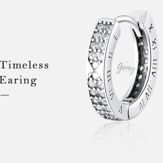 Khuyên tai tròn nam bạc 925 khắc số La Mã cực chất, cá tính Timeless 2 (1 chiếc) | GEMY SILVER KN124
