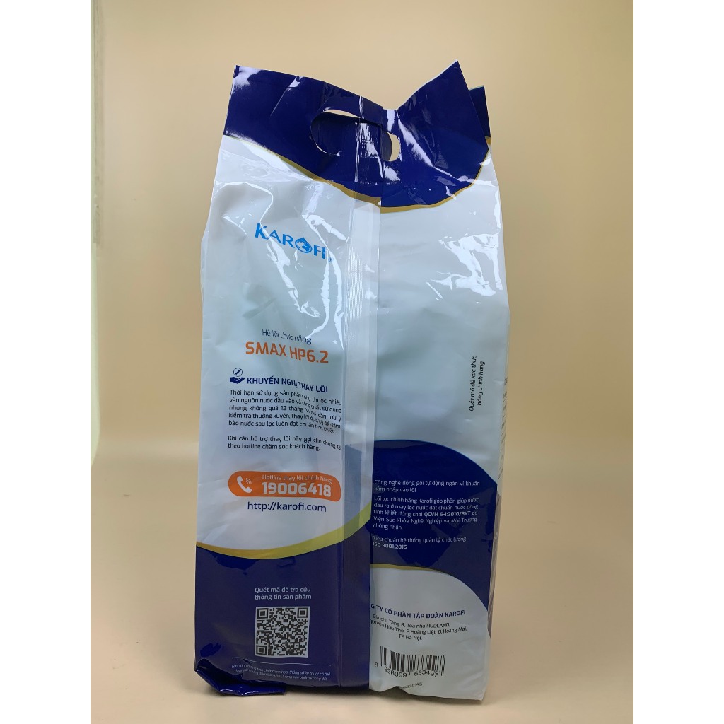 Bộ 6 Lõi Lọc Khoáng Karofi Smax HP 6.2 Hiệu Suất Cao Gồm T33, Mineral, Nano, ORP Alkaline, Hydrogen, Tourmaline...