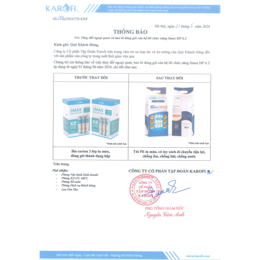 Bộ 6 Lõi Lọc Khoáng Karofi Smax HP 6.2 Hiệu Suất Cao Gồm T33, Mineral, Nano, ORP Alkaline, Hydrogen, Tourmaline...