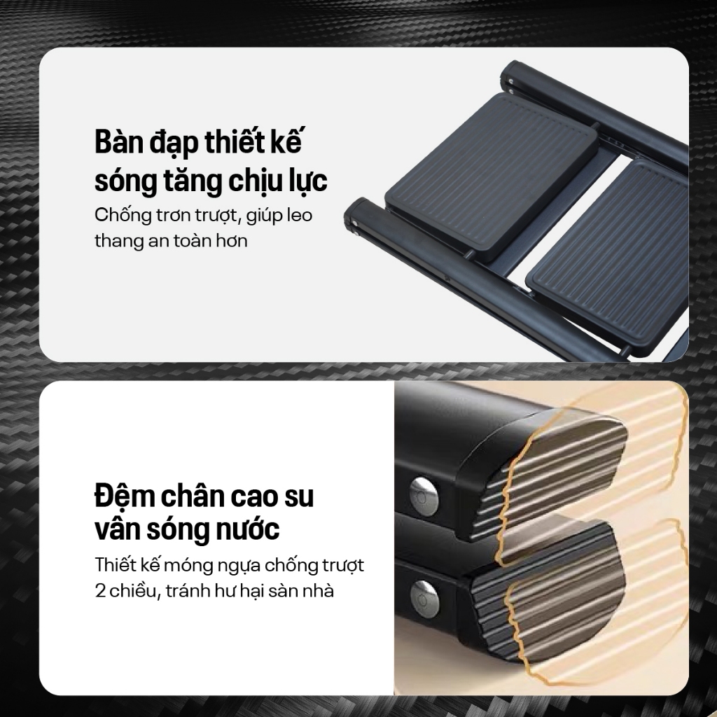 Thang xếp gấp gọn 2 - 4 bậc thép carbon FUJIHOME Nhập Khẩu, thang gia đình đa năng step ladder