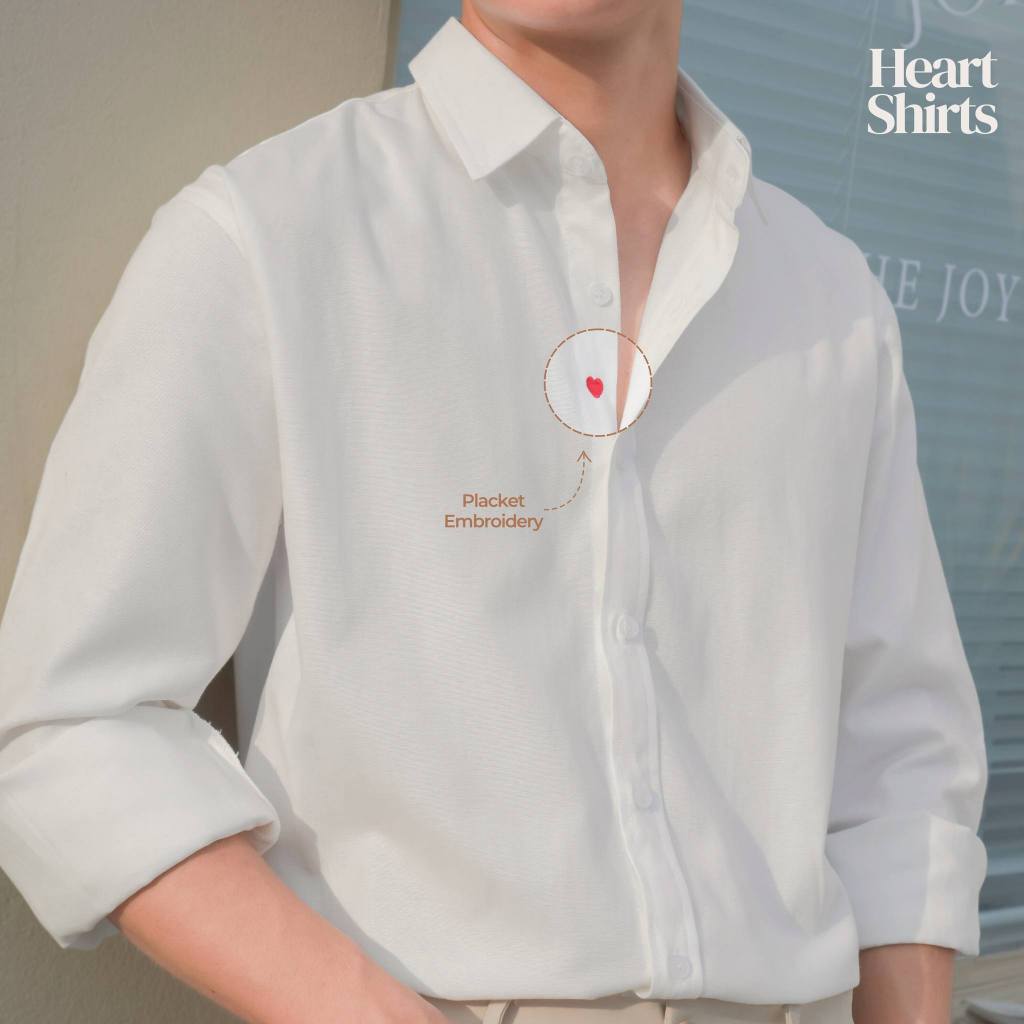 Áo sơ mi nam nữ dài tay Heartshirt LILA form suông vải Oxford Premium không nhăn trẻ trung, Hàn Quốc
