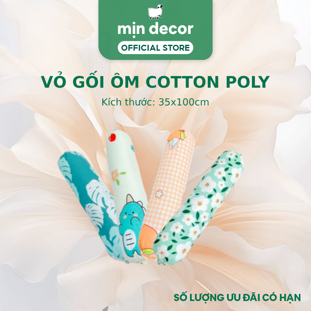 Ảnh Vỏ Ôm Cotton Poly Mịn Decor, Áo Gối Ôm Dây Rút Đồng Bộ Ga Giường, Kích Thước 35x100cm 3