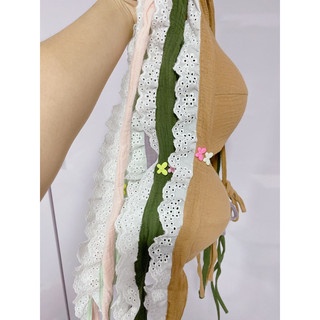 Set đồ bikini đi biển phối bèo thô boi hoạ tiết trơn pastel - Handmade by Mimi house