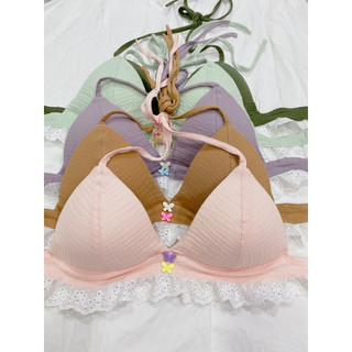 Set đồ bikini đi biển phối bèo thô boi hoạ tiết trơn pastel - Handmade by Mimi house