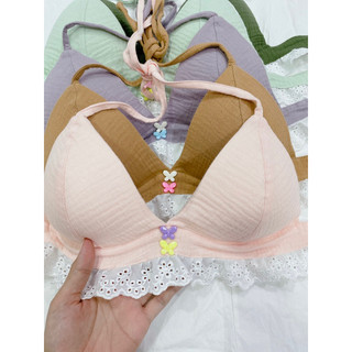 Set đồ bikini đi biển phối bèo thô boi hoạ tiết trơn pastel - Handmade by Mimi house