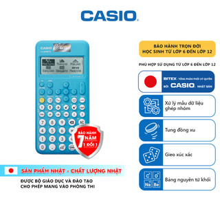 Máy tính học sinh Casio Fx-880BTG màu xanh dành cho học sinh cấp 2 cấp 3 lớp 6 đến lớp 12 chuyên dụng mang vào phòng thi