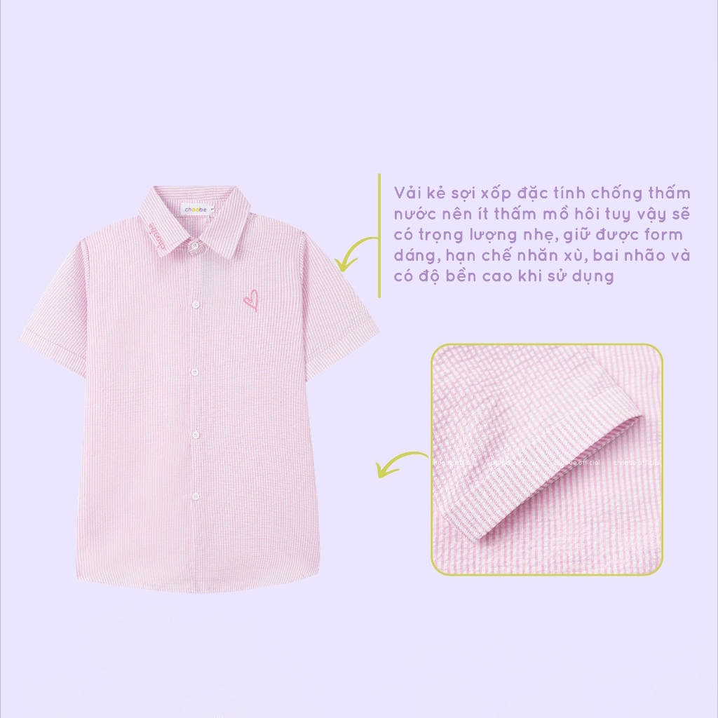 Ảnh Áo sơ mi nữ Blousie Choobe kẻ sọc oversize cộc tay ASM03 2