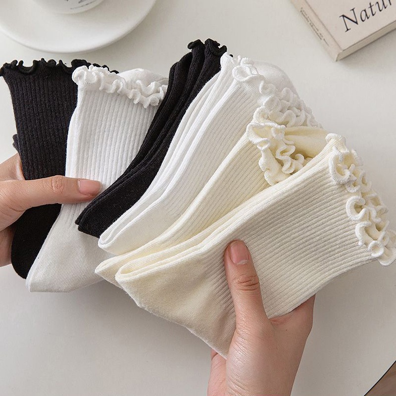 Tất vớ bèo nhún viền cổ siêu xinh tất cổ cao chất dày dặn ấm áp mềm mại dễ phối đồ TD060