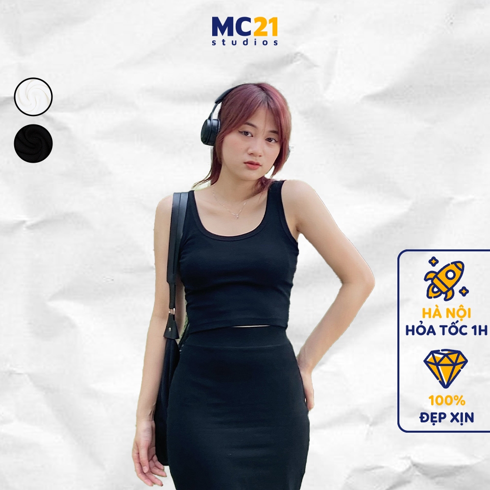 Ảnh Áo croptop ba lỗ MC21.STUDIOS dáng ôm co giãn chất thun xịn cao cấp phong cách Ulzzang Streetwear Hàn Quốc A3213 1