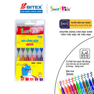 Bút Lông Màu Smartkids WM07 12 màu tô Dành cho bé từ 4 tuổi - 10 tuổi Màu sắc tươi sáng, cường độ màu cao, bền màu