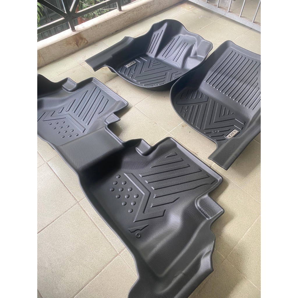 Thảm lót sàn NHỰA 5D xe Honda City 2015- 2023 2024 2025 đúc nguyên khối - 3 tấm/bộ dễ vệ sinh lau rửa