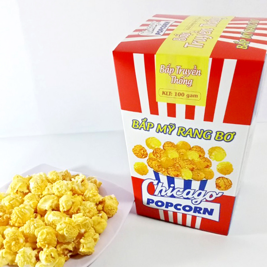 Bắp Rang Bơ Chicago Popcorn - Vị Truyền Thống Hộp 100g | Shopee Việt Nam