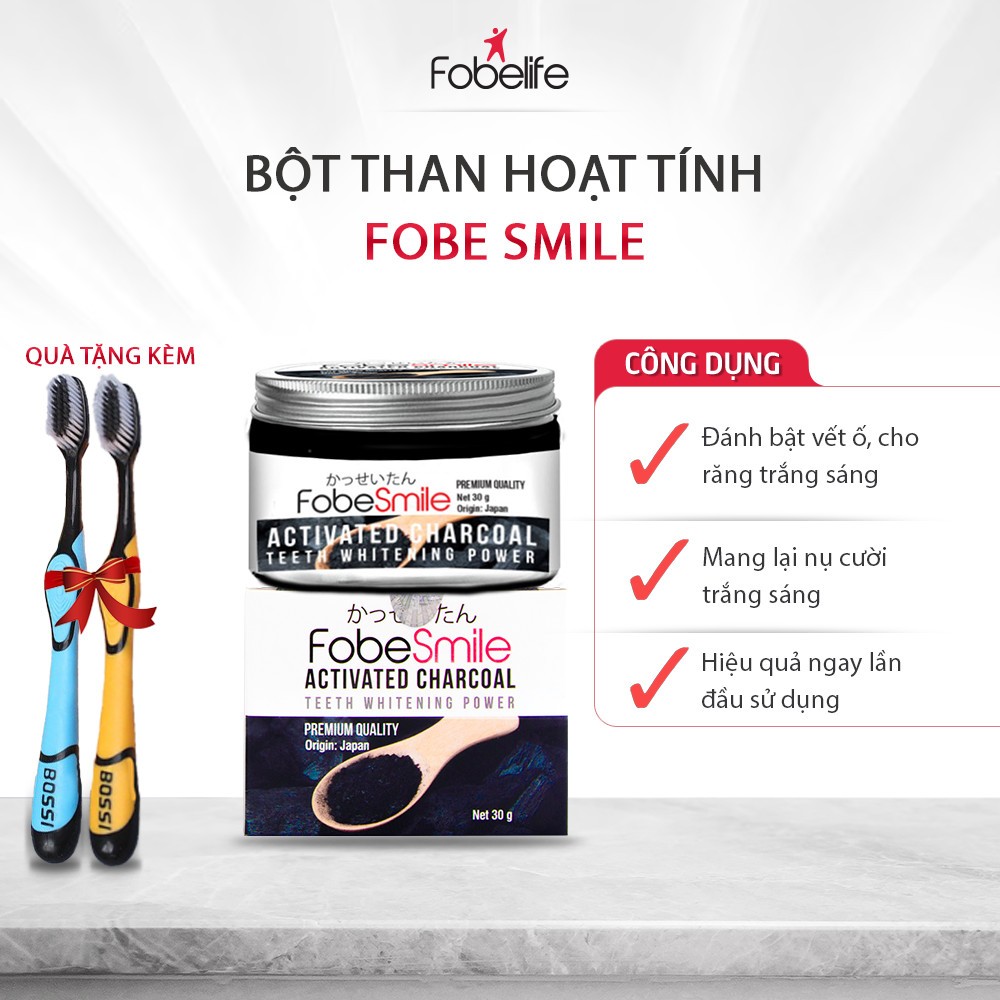 Bột Than Hoạt Tính Fobe Smile Hỗ Trợ Làm Sạch & Trắng Răng N1 - Hũ 30 gram