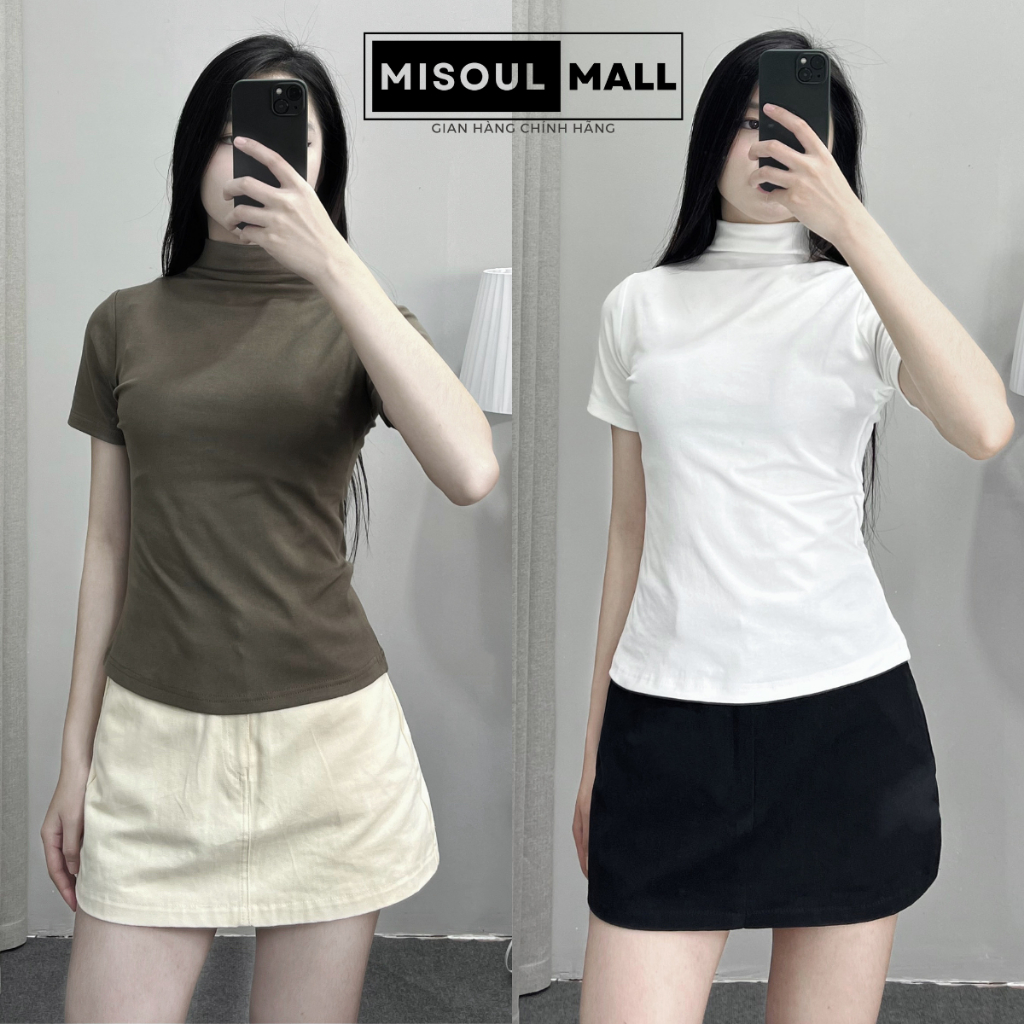 Áo Thun Cổ 3 Phân Cộc Tay Nữ Chất Cotton BigSize MiSoul Mall, Áo Cổ Leo Cộc Tay BigSize MiSoul 265